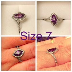 💎 Marquis Cut Amethyst CZ diamond halo ring
